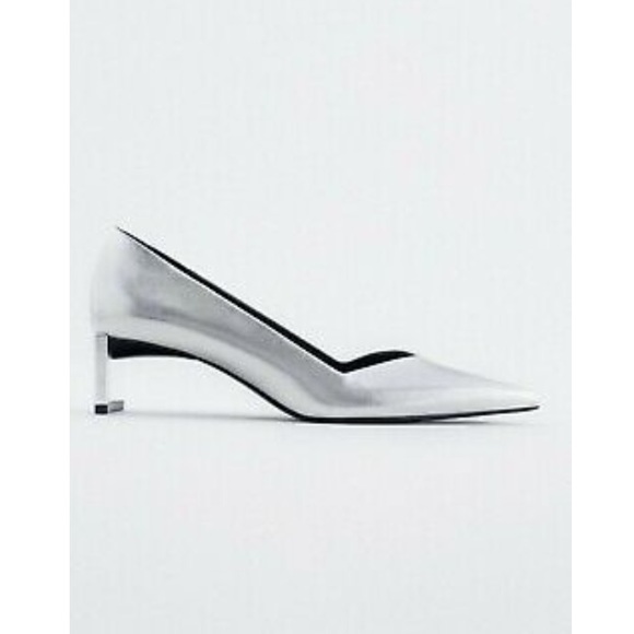 Zara New Metallic Mule Heels - Picture 4 of 16